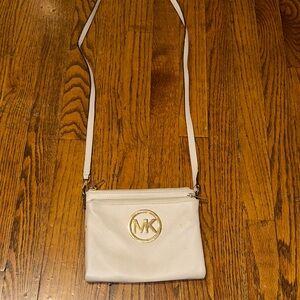 Michael Kors White Crossbody Bag with Gold Logo